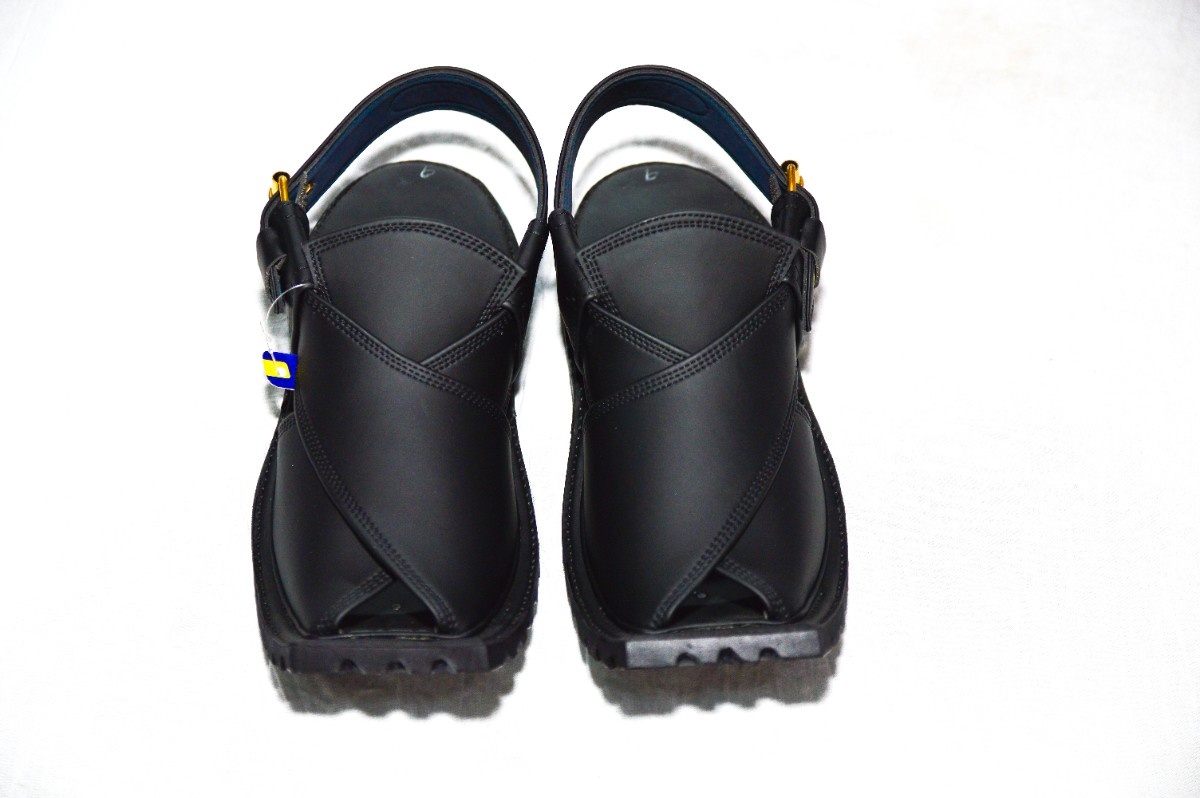 Matte Black T Shape Heavy Duty Peshawri Chappal