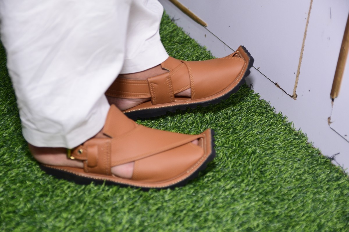 Hover Thumbnail  T Shape Heavy Duty Peshawri Chappal - Brown